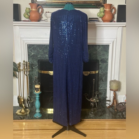 Vince Camuto Royal Blue Sequins Full Length Evening Dress sz 16W - Picture 9 of 10